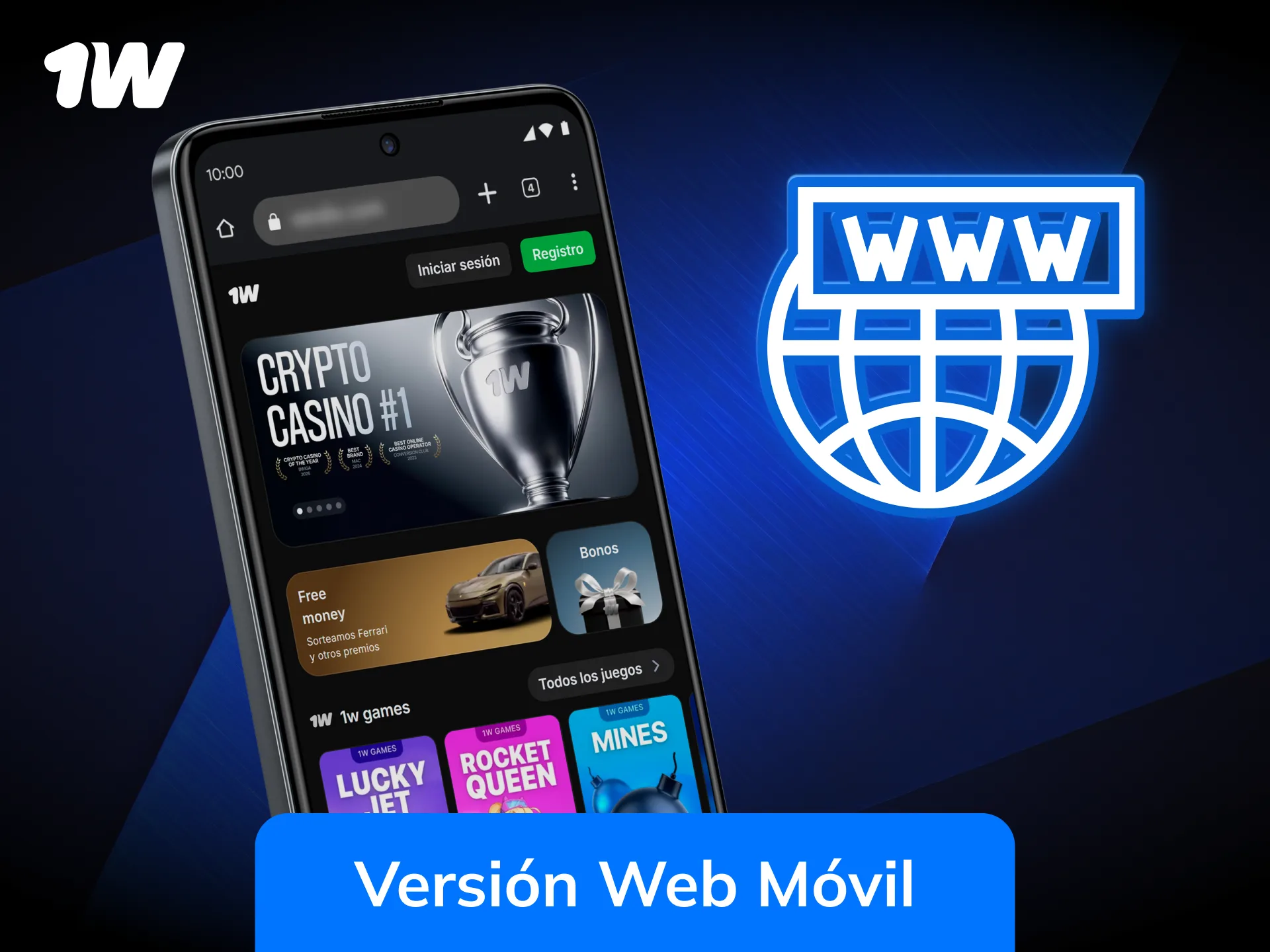Accede a la versión web móvil de 1w y apuesta sin instalar nada.