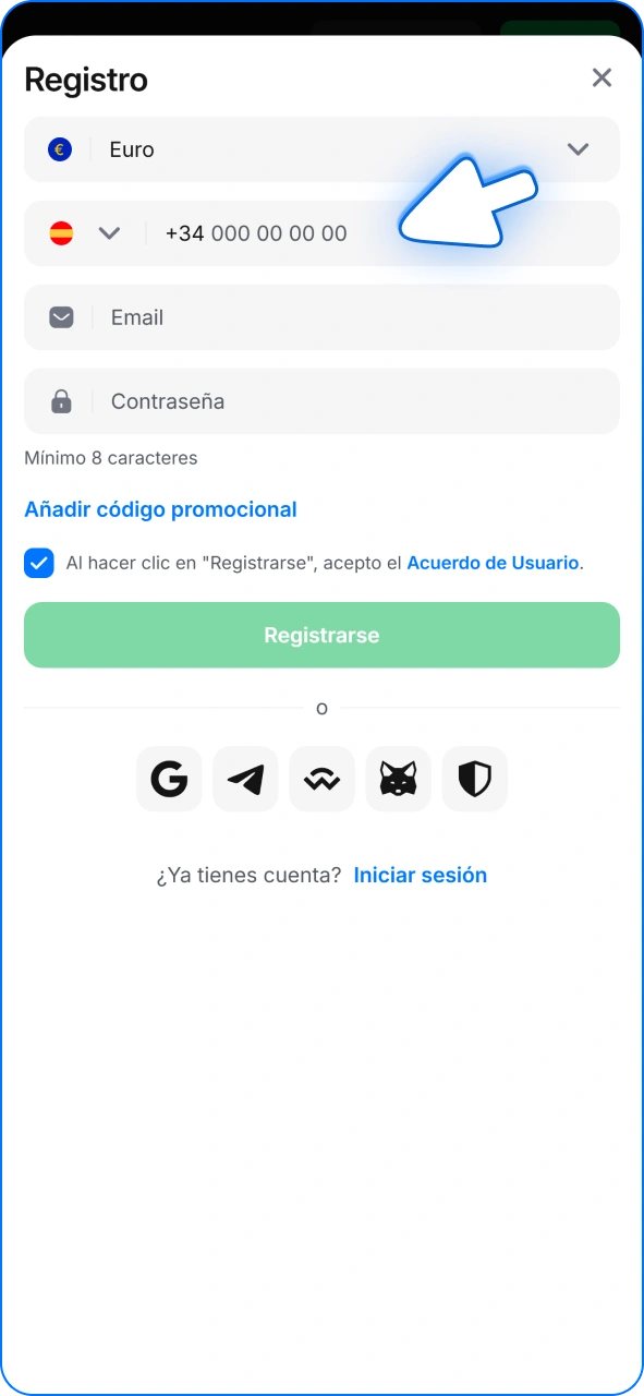 Crea una cuenta en 1w para aprovechar los bonos de 1w.