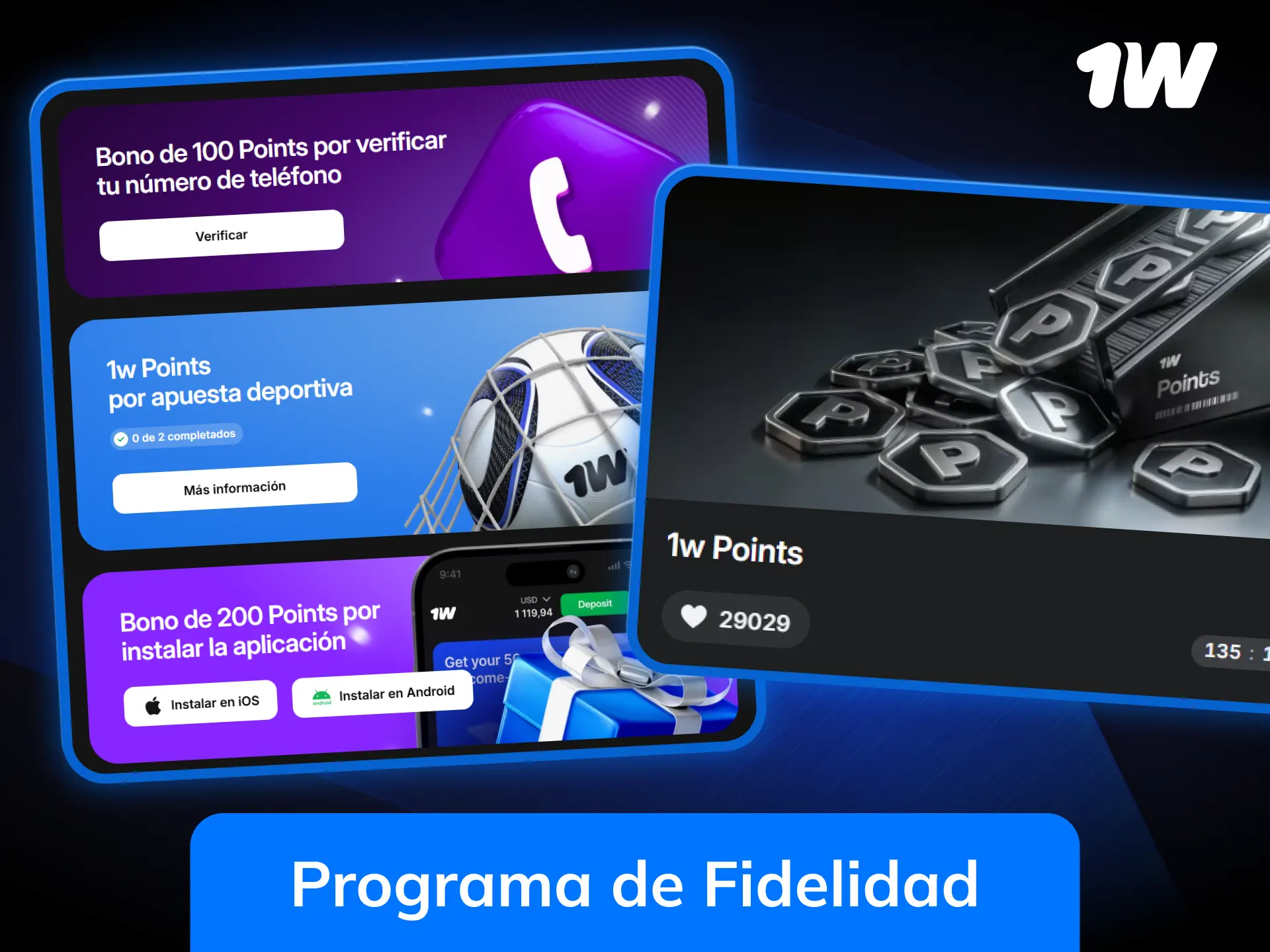 Únete al programa de fidelidad de 1w y gana recompensas exclusivas.