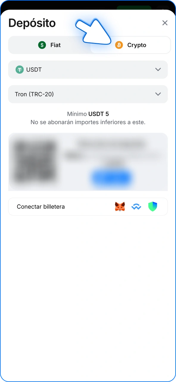 Seleccione su método de depósito preferido de 1w.