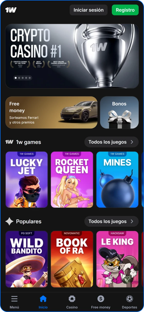 Obtén los últimos bonos y juegos populares en la página principal de 1w.