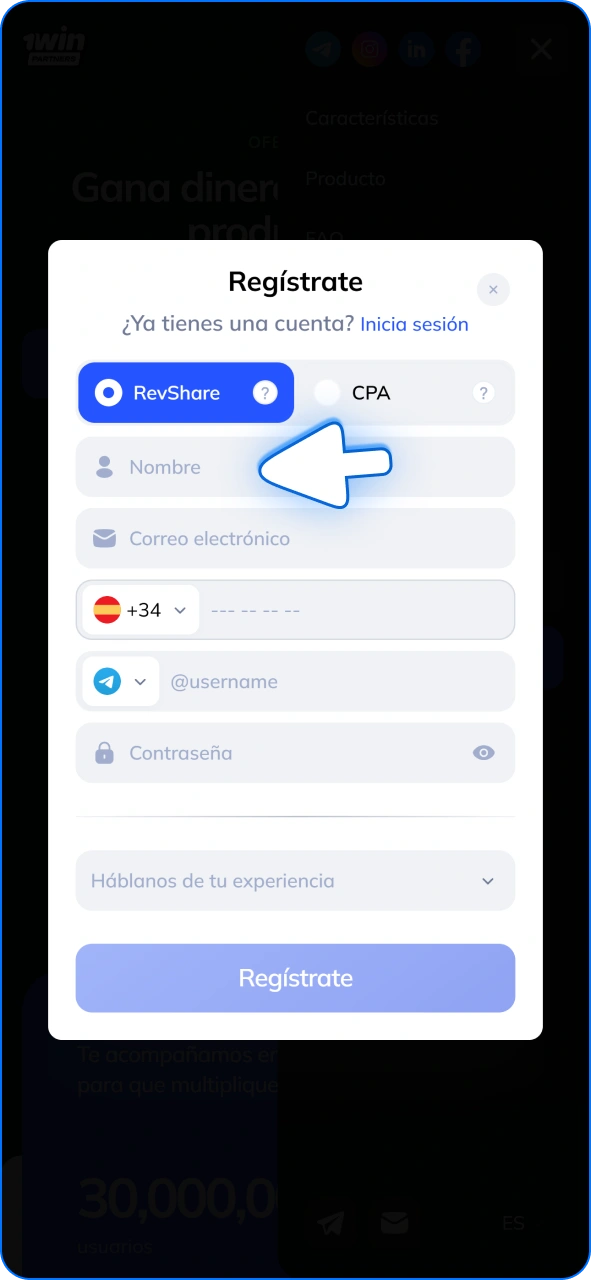 Complete todos los campos del formulario de afiliación 1w.