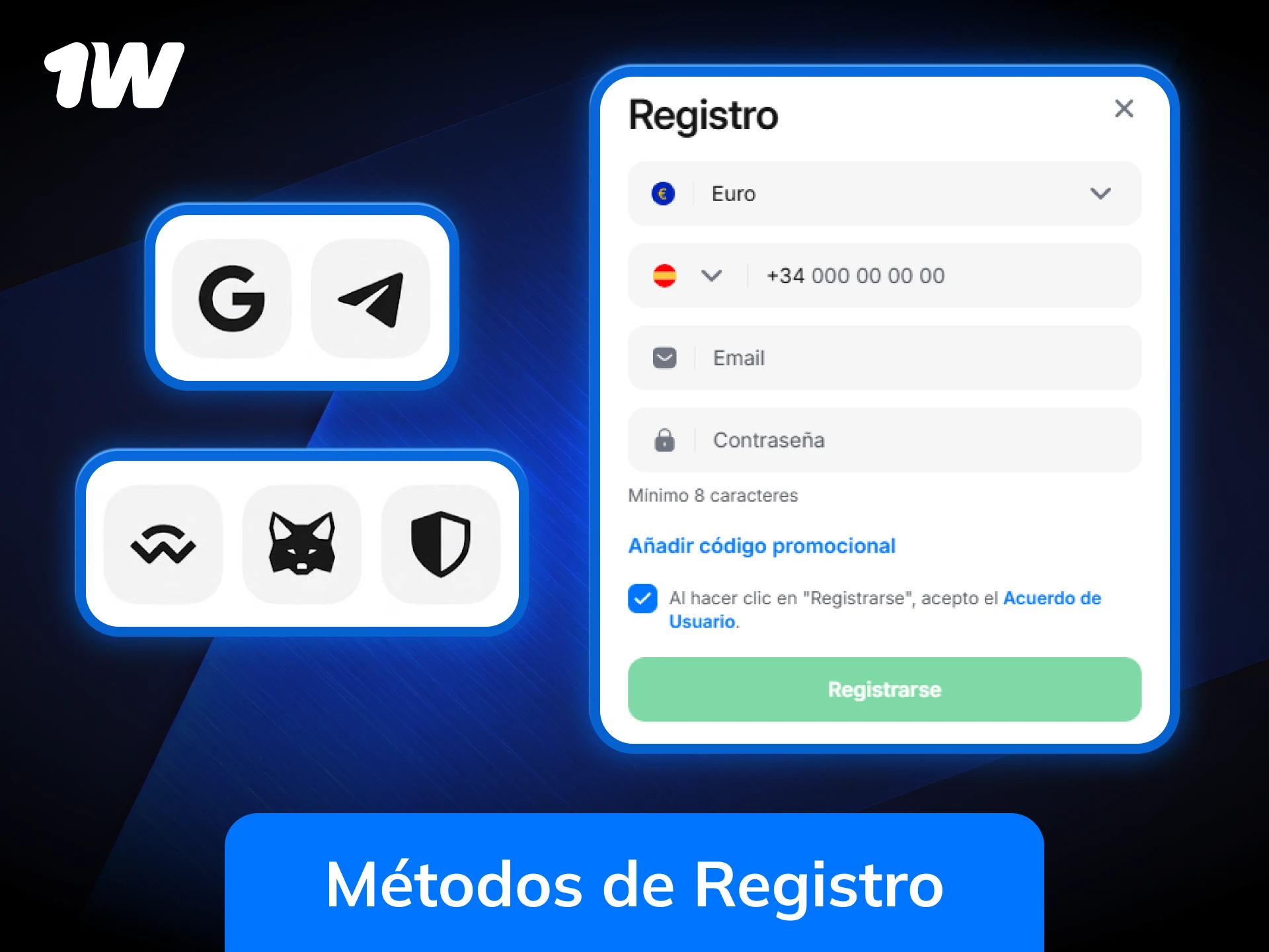 Explora los métodos de registro en 1w y crea tu cuenta hoy.