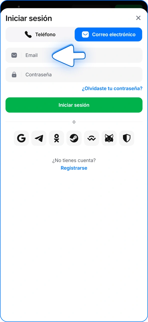 Inicia sesión en tu cuenta de 1w para realizar un retiro.